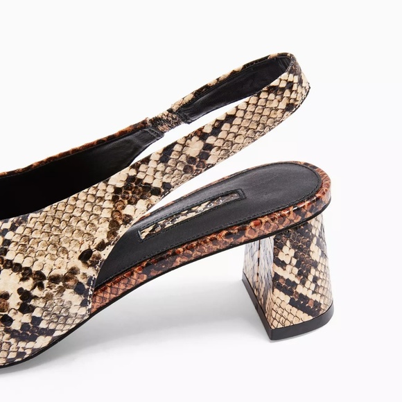 Topshop Vintage Look Snakeskin Slingback Shoes Sz8 - Picture 3 of 5